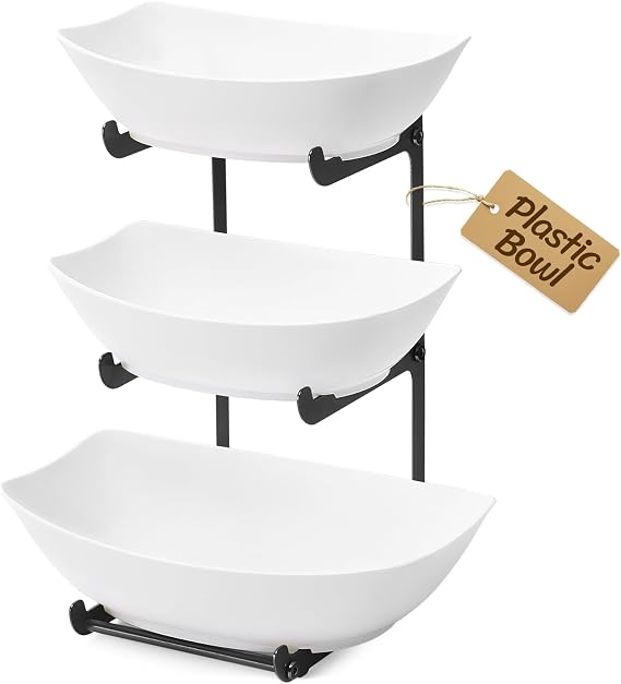 Lifewit 3 Tier Fruit Bowl for Kitchen Counter, Tiered Plastic Serving Tray