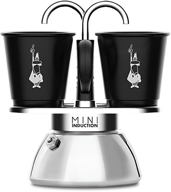 Bialetti Mini Express Induction Induction Coffee Maker 2 Cups (100ml) Suitable for All Heat Sources Black