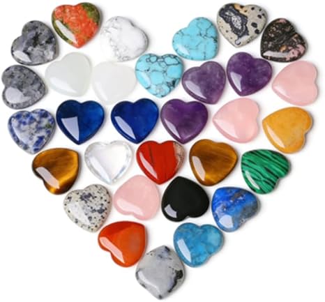 Heart Stone 20 Pieces Crystals Healing Stones Sets Natural Crystals Stones Lucky Stones Healing Stones Crystals Stones for Meditation Chakra Reiki Energy Balance (Multi-Colour)