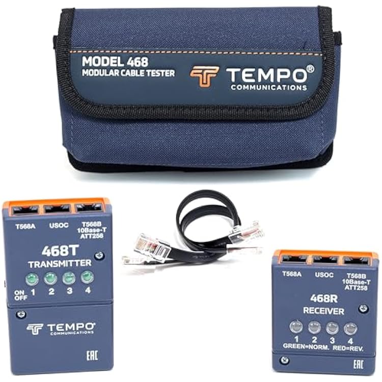 TEMPO Communications 468 Wiremap Tester | LAN Network Cable Tester | Check Wiring Integrity of LAN, Telephone Patch Cords, Structured Cabling