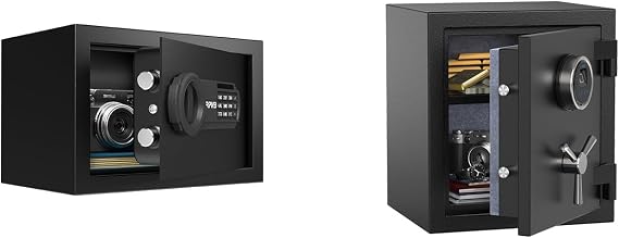 RPNB 1 of 0.3 Cuft Deluxe Home Safe with Removable Shelf, 1 of 0.84 Cuft Fingerprint Fireproof Safe Box with Touch Screen, Bundle