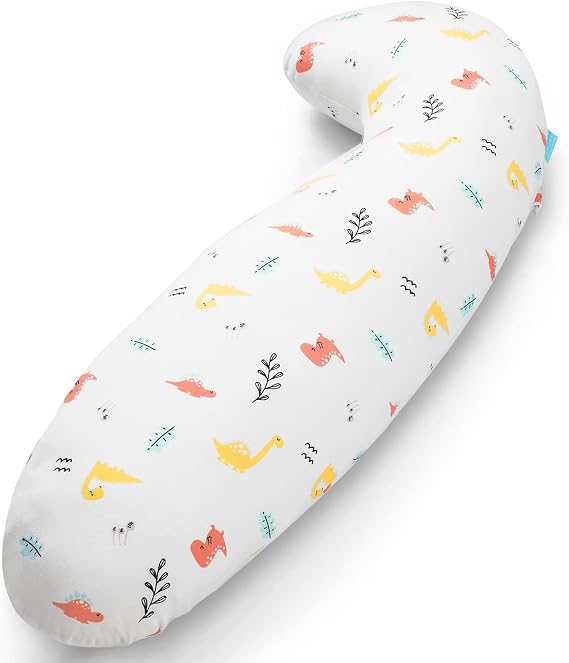 BYRIVER 35" Contour Cooling Cute Body Pillow for Kids Girls Boys, Child Hug Pillow for Sleeping, Washable Cotton Dinasour Pillow Cover, Gifts for Kids (KL)