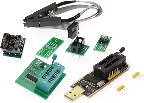 SOIC8 SOP8 Test Clip EEPROM Flash BIOS USB +1.8V Adapter + Soic8 Adapter Programmer Module Kit Set for EEPROM 93CXX / 25CXX / 24CXX + CH341A 24 25 Series
