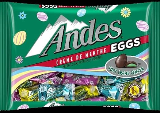 Andes Creme De Menthe-Filled Easter Eggs, Chocolate Covered Mint Easter Candy, 7.79 oz.