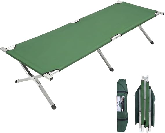 Milestone Camping 20260 Deluxe Folding Camping Bed/Lightweight & Portable/Aluminium Frame & 60 OD Polyester Fabric/Carry Bag Included/Camping, Festivals, Fishing / 189cm x 64cm