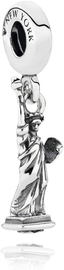 New York Statue of Liberty Dangle Charm fits Pandora Bracelets USA Sterling Silver Bead