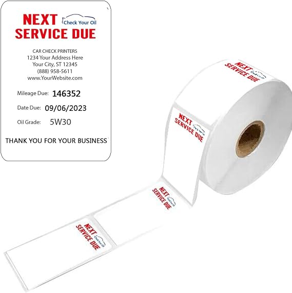 Oil Change Thermal Label Stickers 1.52.5 Inch Next Service 500 Pcs
