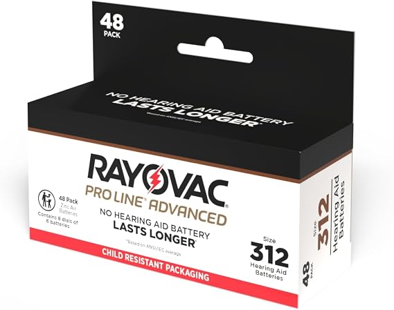 Rayovac Proline Advance Hearing Aid Batteries, Size 312 (96 count)