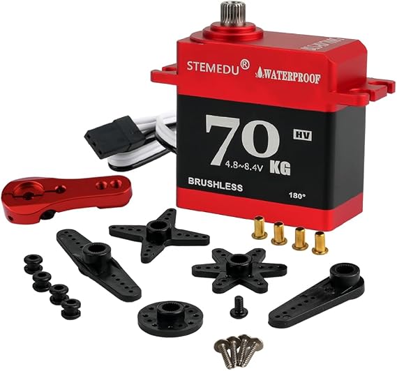 70KG Brushless Servo High Torque Digital RC Servo Motor BLS-HV70MG Waterproof All-Metal High Voltage 4.8~8.4V Steering Servo for 1:8 1:10 RC Car, Control Angle 180 Degree