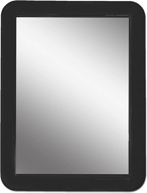 PTY Magnetic Real Glass Mirror for School or Gym Locker, 5" x 7" Black Framed - Locker Accessory - Small Makeup Mirror for Fridge, Toolbox, Office Cabinet, Workshop