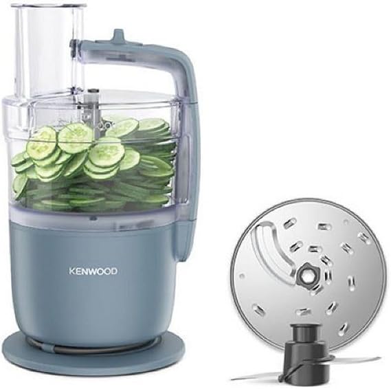 Kenwood MultiPro Go Compact Food Processor Stainless Steel Knife Cutting and Rasp Discs 1.3 L Pulse Function 650 W Storm Blue (FDP22.000GY)