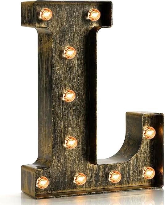 Vintage Light Up Marquee Letters with Lights Illuminated Industrial Style Lighted Alphabet Letter Signs - Coffee Bar Apartment Bedroom Wall Home Initials Decor A-Z