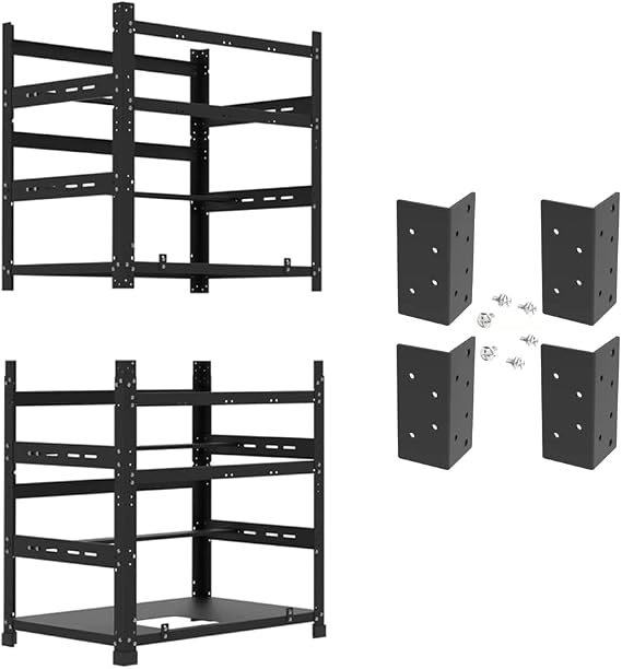 AAAwave Sluice V.2 12 GPU Mining Rig Frames x 2, 4 Brackets - Black