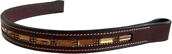 Large Light Topaz Rectangular Crystal Bling Leather English Browband