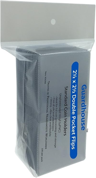 2.5 x 2.5 Double-Pocket Unplasticized Coin Flips - Retail Pack of 100