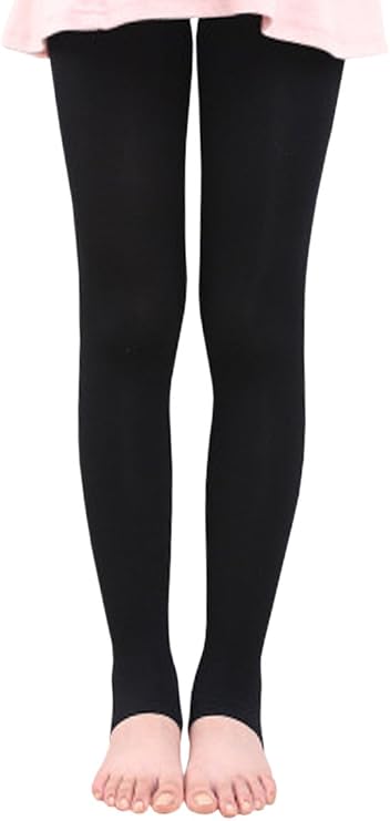 Little Girls' Solid Opaque Stirrup Tights Dance Leggings Panty-hose