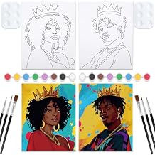 Nuberlic 2 Packs Sip and Paint for Adults Urban King and Queen Pre Drawn Canvas Paint Kits for Two Couples Valentines Day Date Night Party Supplies 8x10 inch