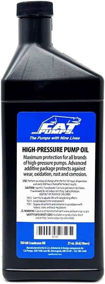 Pressure Washer Pump Oil, 21 Oz. | Specialized pump lubricant, Compatible CAT pump maintenance, Routine service use, Corrosion/wear protection