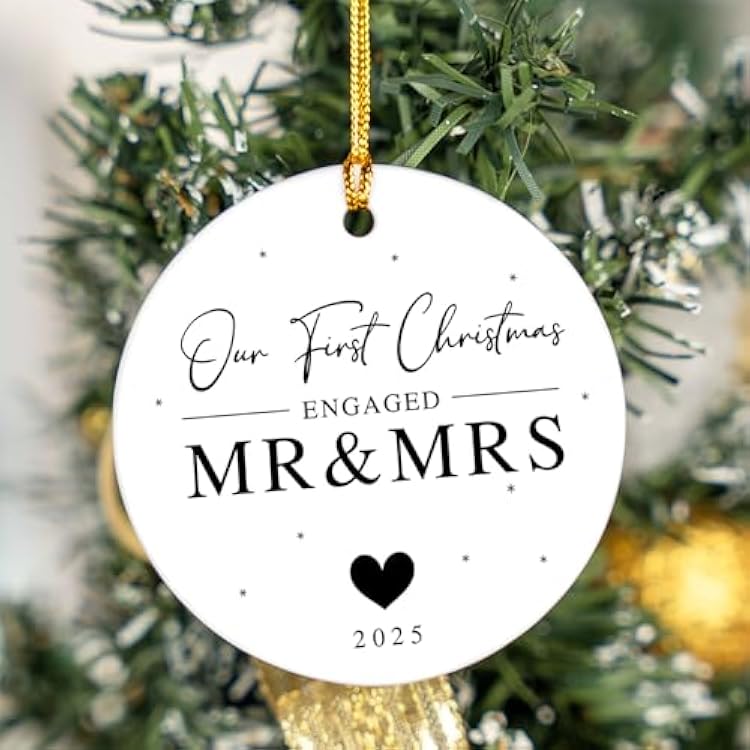 Engagement Gifts for Couples - Engagement Gifts for Newly Engaged Couples, Bride to Be, Women, Fiance, Her - Just Engaged Gift, First Christmas Ornament 2025 Glass Ornament EN4