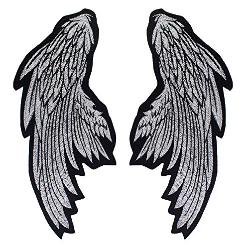 1Pair Wing Patches Green Sliver Patch Iron On Iron On for Sweater Jacket Clothes Patch 3D Feather Applique DIY Stickers Wedding A