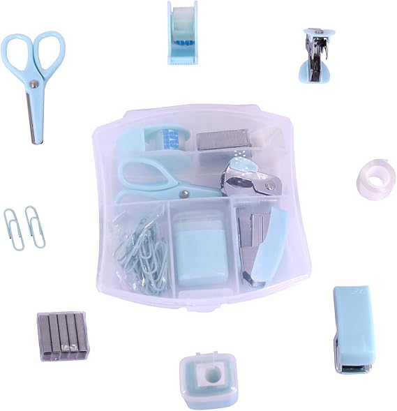 Mini Office Supply Kits Small Stapler for Student Office (Blue)