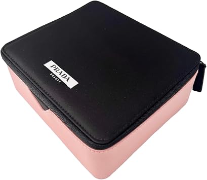 Prada Black Pink Train Case Beauty Fragrance Cosmetic Pouch Paradoxe Makeup Bag (EMPTY MAKEUP BAG) - Approx 5.5L x 5.5H x 2.5W - 6420