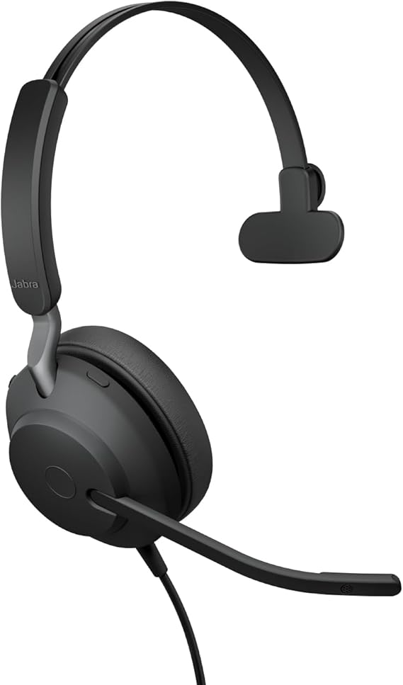 Jabra Evolve2 40 SE (2026 Version) Wired Mono Noise-Cancelling Headset - Features 3-Microphone Call Technology and USB-C/A Cable - UC, All Platforms - Black