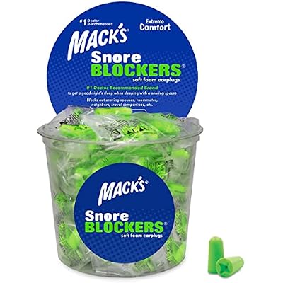 Macks Snore Blockers Soft Foam Earplugs, 100 Pair Tub Individually Wrapped 32 dB High NRR, 37 dB SNR Comfortable Ear Plugs for Sleeping, Snoring, Loud Noise and Travel