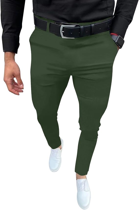 Percle Dress Pants for Men Business Casual Slacks Stretch Slim Fit Pants