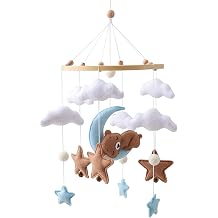 Baby Crib Mobile Cute Felt Cloud Monn Star Bear Bassinet Mobile for Crib Children's Room Nursery Decoration