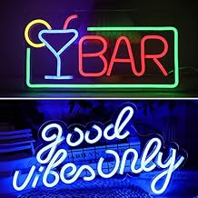 Good Vibes Only Neon Signs 16.5 * 10 Inch(Blue) + JFLLamp Bar Neon Signs