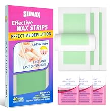 SUMAX Waxing Strips Body Hair Removal 40 Bikini Wax Strips for Women and Men Wax Kit for Hair Removal Brazilian for Face, Hands, Arms, Legs