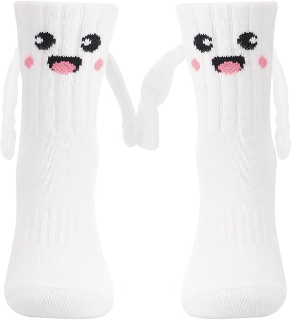 Honganda Funny Kids Baby Unisex Magnetic Holding Hand Socks - Toddler Silly Socks with Smile Design, Children 1-10 Years