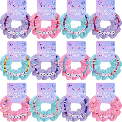 Hoteam in My Birthday Era Party Supplies Kpop Theme Popular Singer Favors Friendship Bead Bracelets Velvet Hair Scrunchies for Fans Party Supplies Birthday Decorations12 Sets