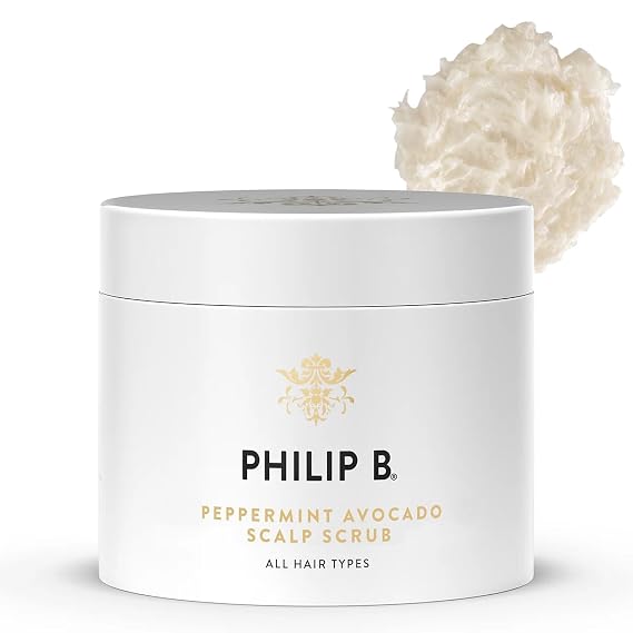 PHILIP B Peppermint Avocado Scalp Scrub 8 Oz | Exfoliating Scalp Scrub & Creme Shampoo Cleanser, with Sea Salt, Cooling Peppermint, Eucalyptus & Avocado Oils