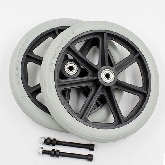 LKP 1 Pair of Wheelchair Wheels Parts, 8inch (20cm) Universal Front Wheel, Replacement Casters Manual Wheelchair Accessories, Easy to Install