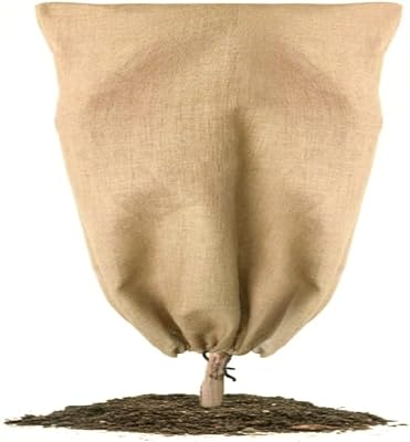 Agfabric Burlap Round Plant Cover, 47x70 Plant Covers Freeze Protection, Warm Plant Frost Blankets with Drawstring, Reusable Frost Protection Cloths for Outdoor Plants, 1 Pack