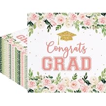 80Pcs Floral Graduation Paper Napkins Congrats Grad Disposable Napkins Class of 2026 Decorative Napkins for Party Supplies Table Decor
