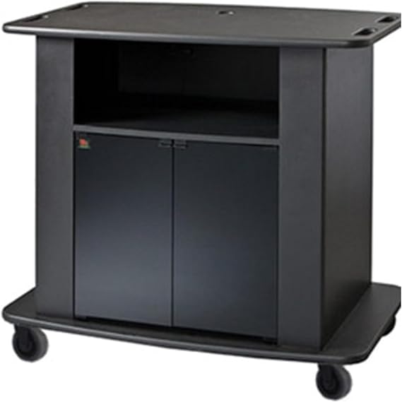 AVFI C2736-42 Tall Multimedia Cart, Durable Black Laminate Finish, 42" Height for an Unobstructed View of The Monitor in Large Rooms, Fixed Shelf for Media Players and Speakers, Interior Shelf
