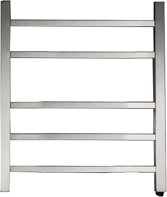 Towel Warmer Wall Mounted Brushed Electric Heated Towel Rack with 5 Square Bar, Heated Towel Rack 304 Stainless Steel Energy Efficient Towel Warmer Rack for Bathroom,Plug In