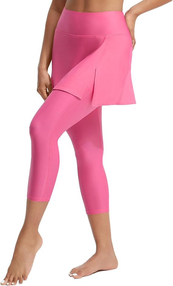 baleaf Women's 20" Swim Leggings with Skirt Long Swim Pants