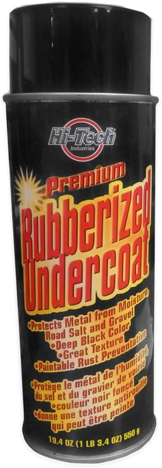 Hi-Tech 18021 Premium Rubberized Undercoat - Moisture, Road Salt, Gravel, Water & Corrosion Resistant Spray - 19.4 oz. Aerosol - Deep Black Color - Paintable Rust Prevention