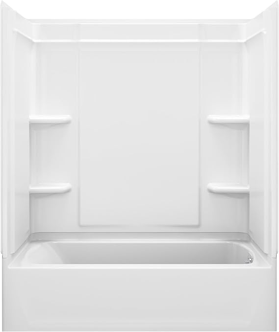 STERLING, a KOHLER Company Ensemble Medley, Series 7132, 60-Inch x 32-Inch x 75-Inch Bath/Shower with Age in Place Backers and Right-Hand Drain, White