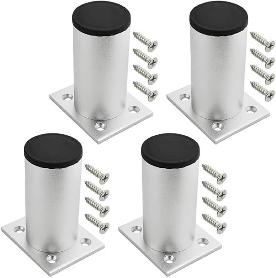 TOVOT 4PCS 3" Round Furniture Legs Aluminium Alloy Couch Legs Heavy-Duty Metal Feet for Furniture Cabinet Sofa (Silver)