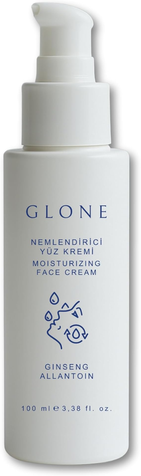 GLONE Canlandırıcı Yüz Nemlendiricisi - Onarıcı ve Işıltı Veren Günlük Bakım, Ginseng & Kolajen, Tüm Cilt Tipleri İçin, 100 ml