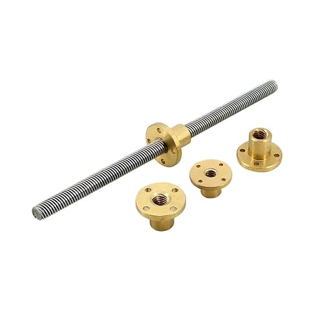 Metal Ball Screw nut Trapezoidal Rod T12 Lead Screw 12mm Diameter Pitch 2mm Lead 10mm with Brass Nut Length 100mm-1000mm(100mm)