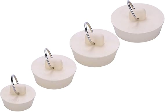 CICITOYWO Bath Tub Drain Stoppers, 4 Pieces Sink Bathtub Plug Rubber Kitchen Bathroom Laundry Bar Water Stopper Seal with Hanging Ring for Shower Faucet Cover Pool Plugs and Caps