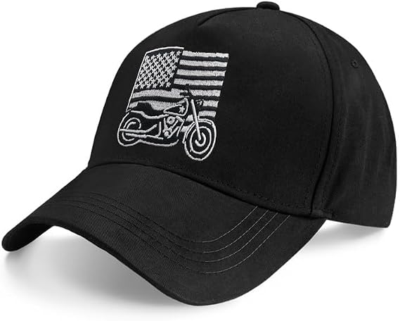 Men's Hat Motorcycle Hat Adjustable Baseball Cap Motorcycle Gifts for Men Black