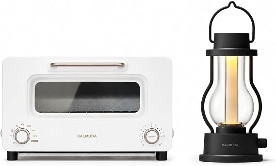 BALMUDA Combo Pack: The Toaster Pro Off-white & The Lantern Black | Steam Oven Toaster & Rechargeable LED Lantern