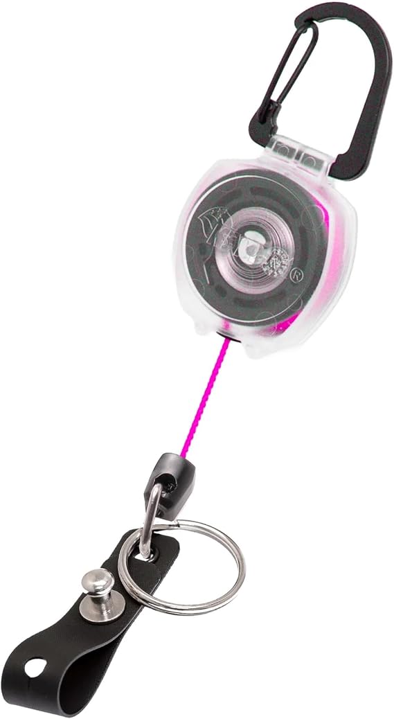 KEY-BAK Sidekick Badge Holder & Carabiner Keychain, Pink